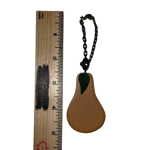 HERMES LOGO FRUIT MOTIF KEY CHAIN BAG CHARM LEATHER OCHER ACCESSORY BOXED - Picture 10 of 12